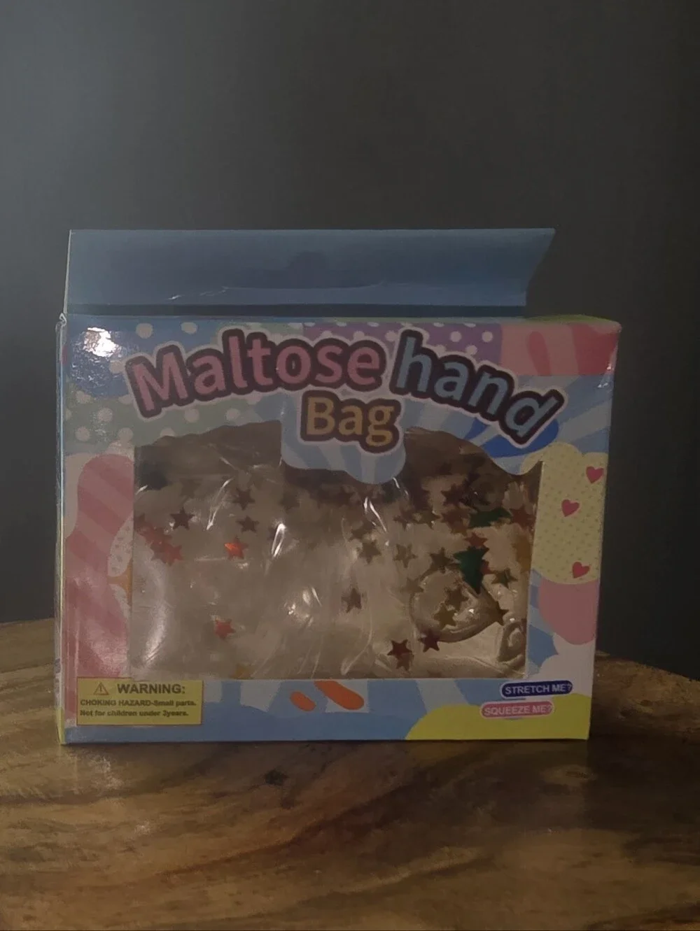 New In Package Maltose Hand Bag Clear Glitter Star Mini Purse Squishy Toy